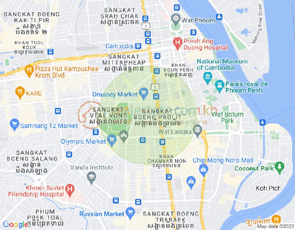 Карта Боенг Пролит, 7 Макара, Пномпень