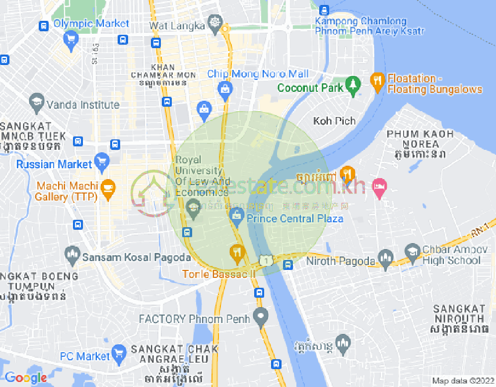 トンレバサック, チャムカモン, プノンペンの地図