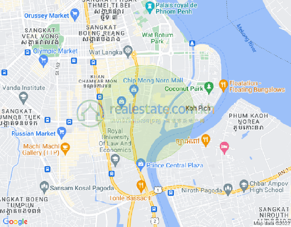 トンレバサック, チャムカモン, プノンペンの地図