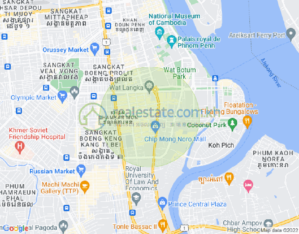 Carte de BKK 1, Boeng Keng Kang, Phnom Penh