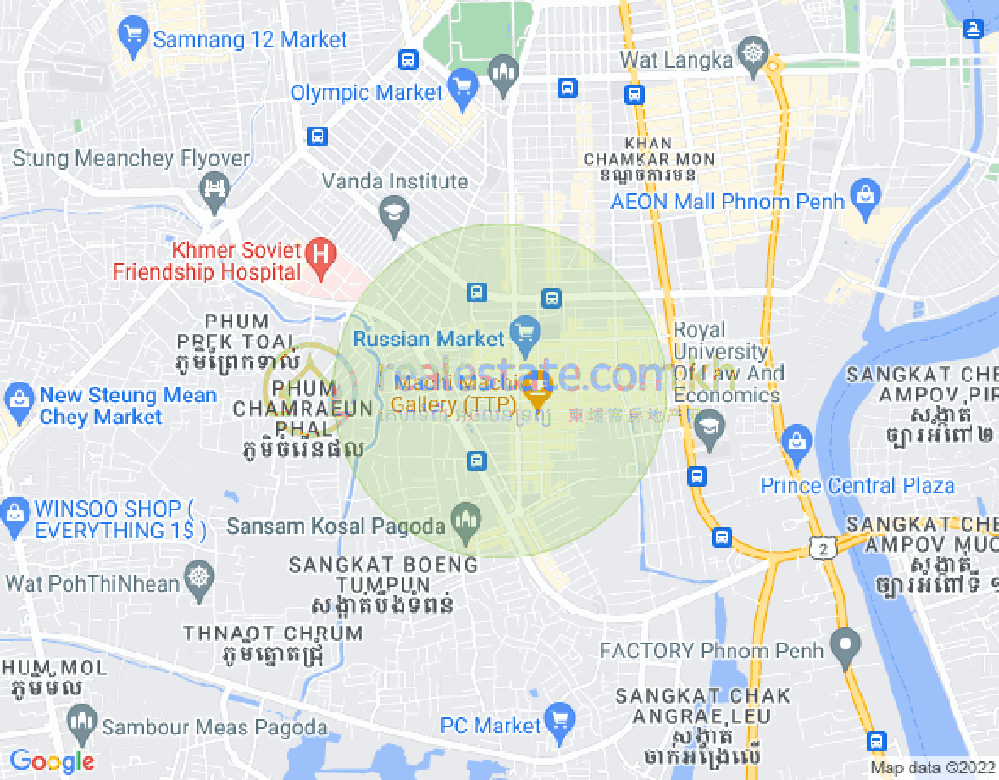 トゥールトンポン1, チャムカモン, プノンペンの地図