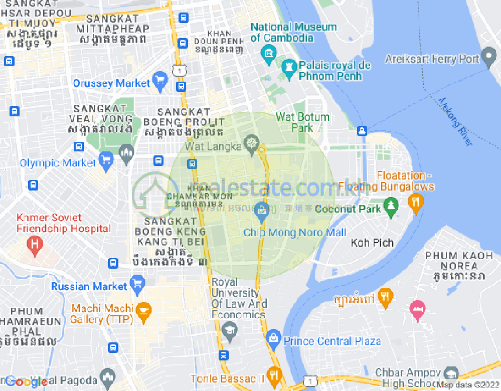 Carte de BKK 1, Boeng Keng Kang, Phnom Penh