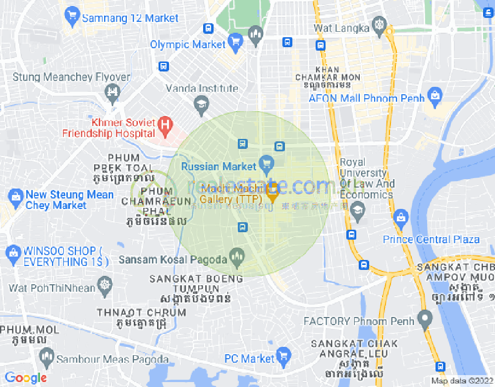 トゥールトンポン1, チャムカモン, プノンペンの地図