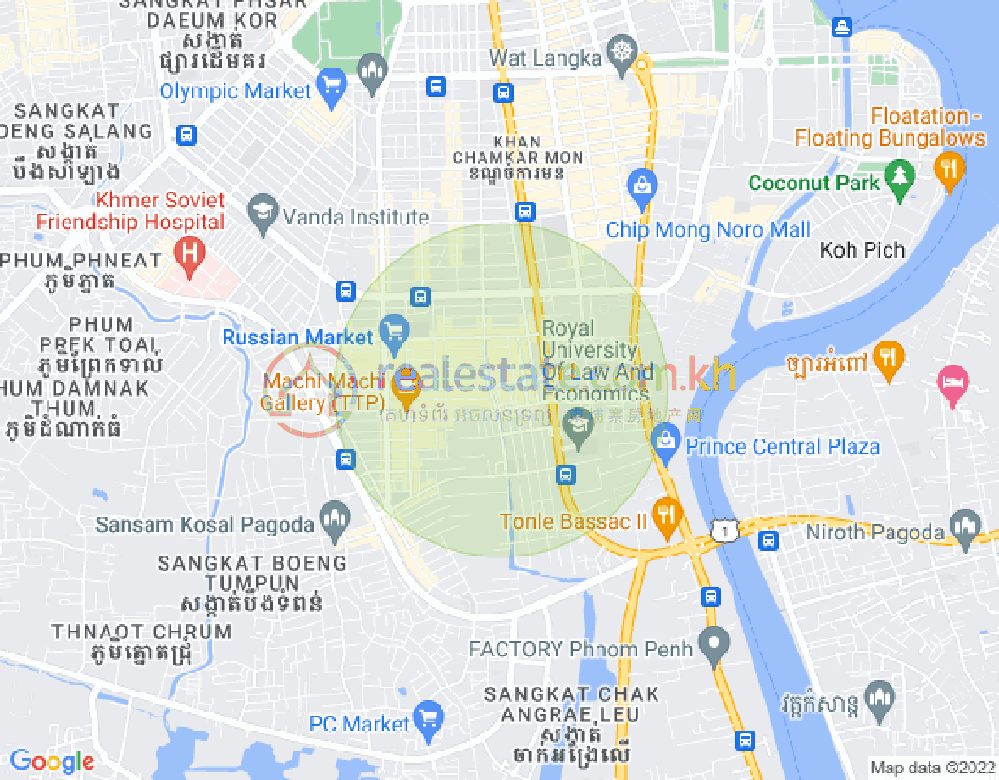 ボエントラベク, チャムカモン, プノンペンの地図
