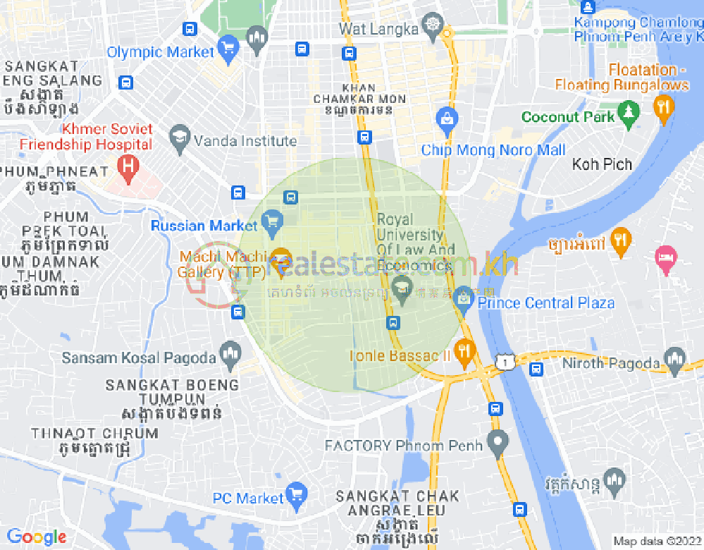 Mapa: Boeung Trabek, Chamkarmon, Phnom Penh