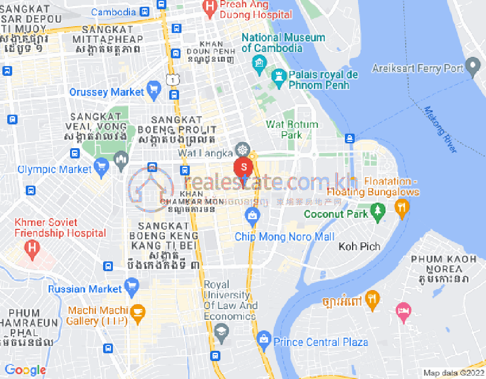 Карта Тонле Бассак, Чамкармон, Пномпень