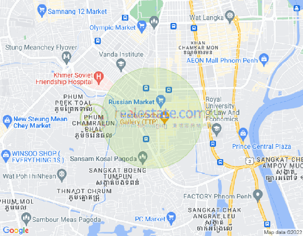 トゥールトンポン1, チャムカモン, プノンペンの地図