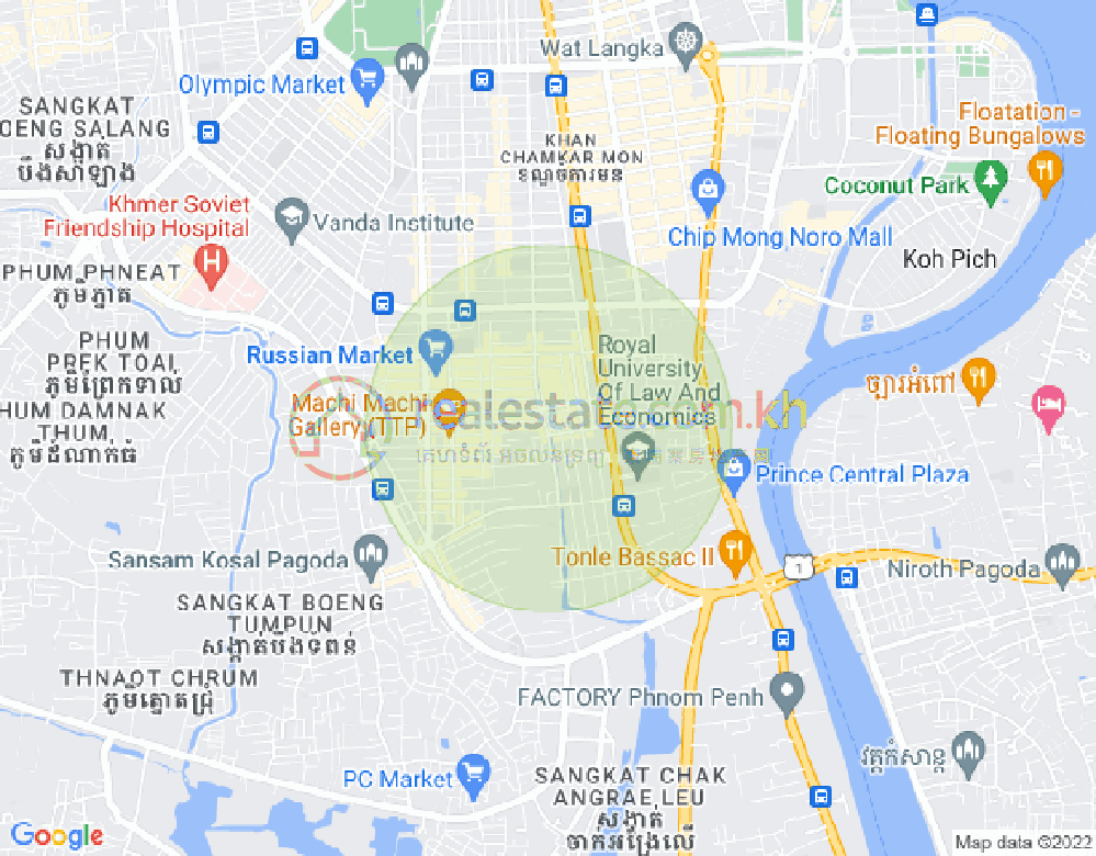 ボエントラベク, チャムカモン, プノンペンの地図