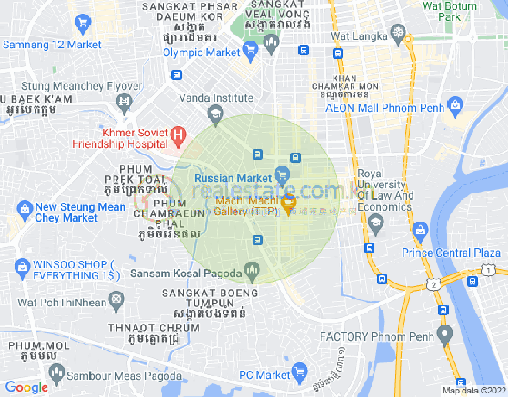 Map of Toul Tum Poung 1, Chamkarmon, Phnom Penh