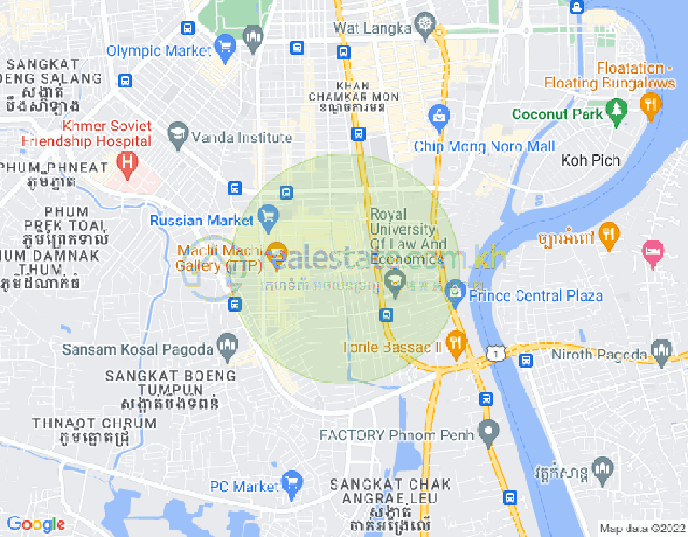ボエントラベク, チャムカモン, プノンペンの地図