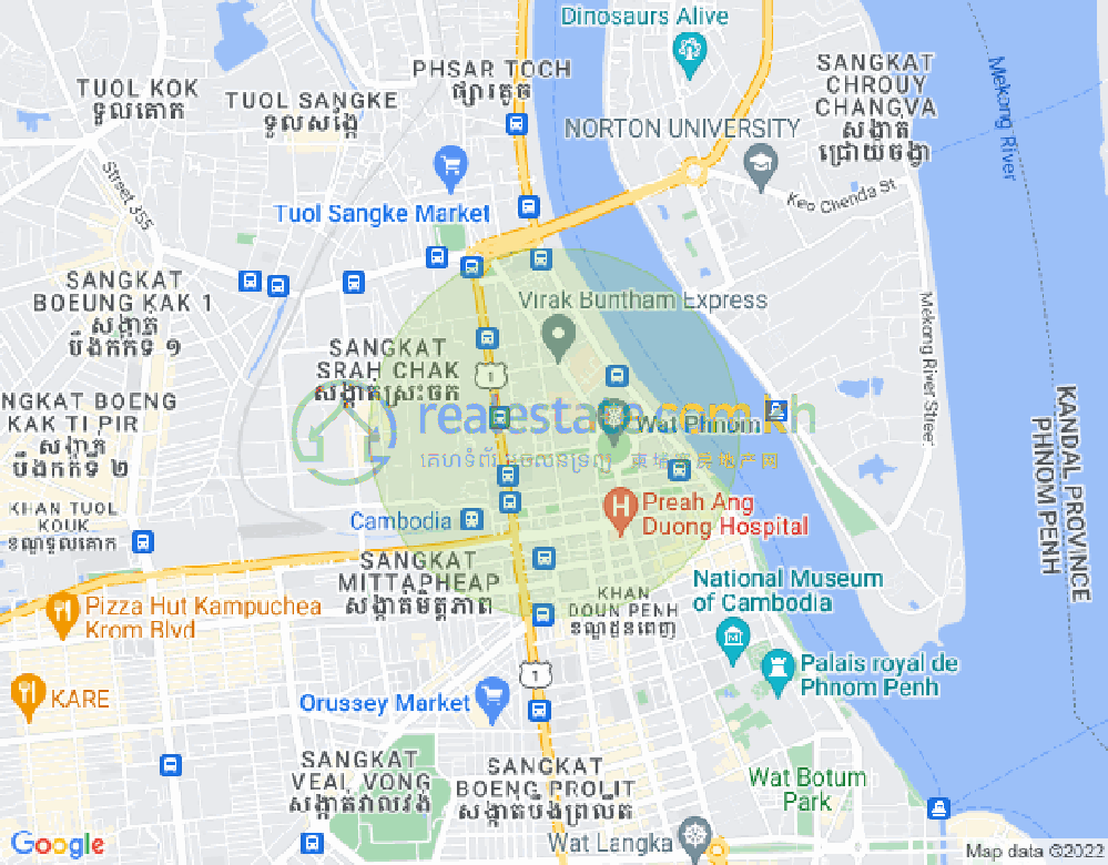 แผนที่ วัดพนม, ดวนป็ญ, พนมเปญ