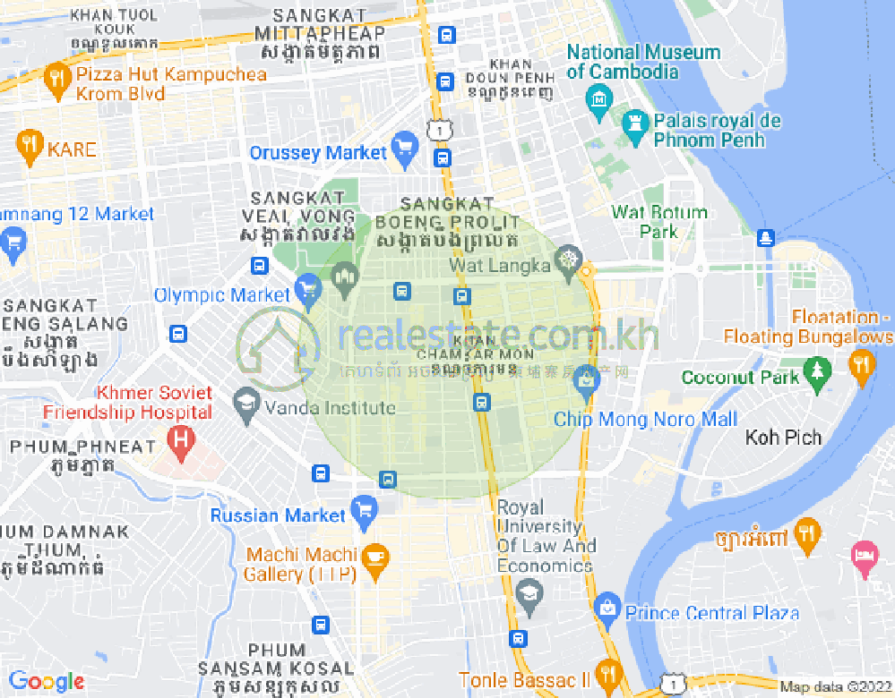 万景岗2分区（BKK2), 波哥堪, 金边地图