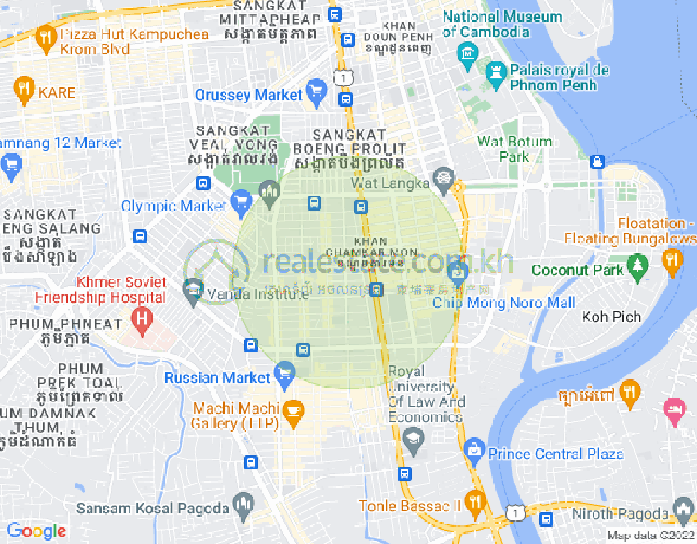 BKK 2, ボンケンコン, プノンペンの地図