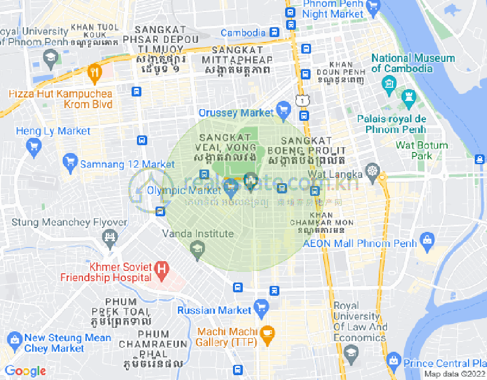 Map of Olympic, Boeng Keng Kang, Phnom Penh