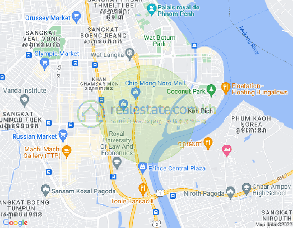 トンレバサック, チャムカモン, プノンペンの地図