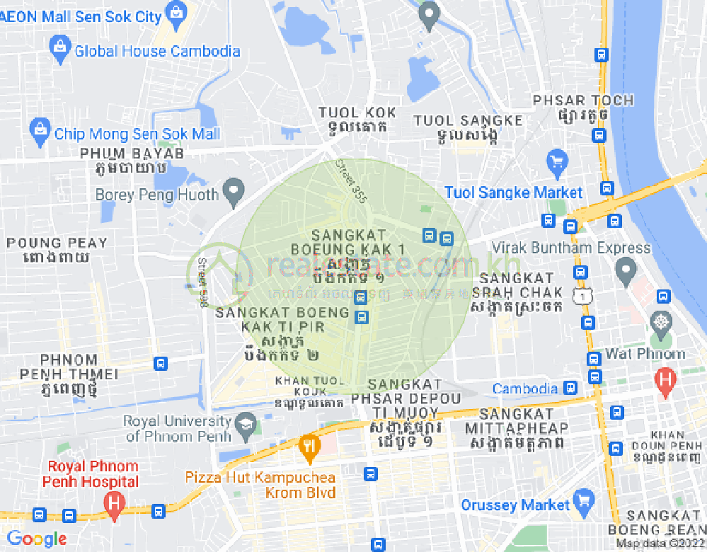ブン・カック1, トゥールコーク, プノンペンの地図