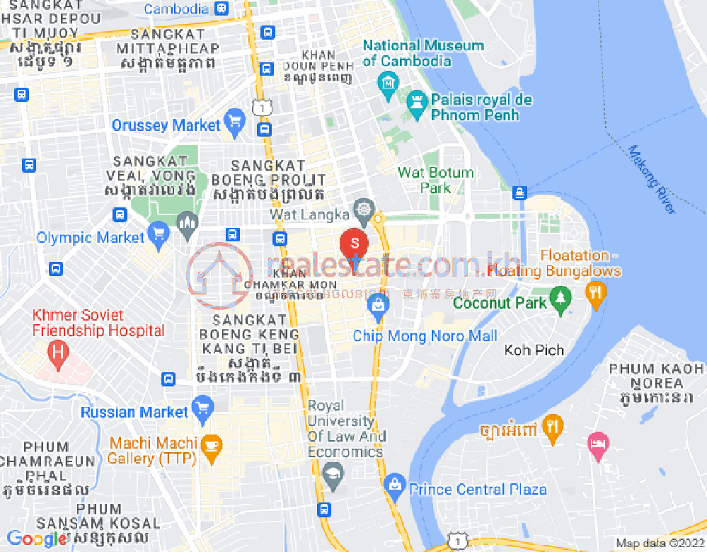 Mapa: BKK 1, Boeng Keng Kang, Phnom Penh