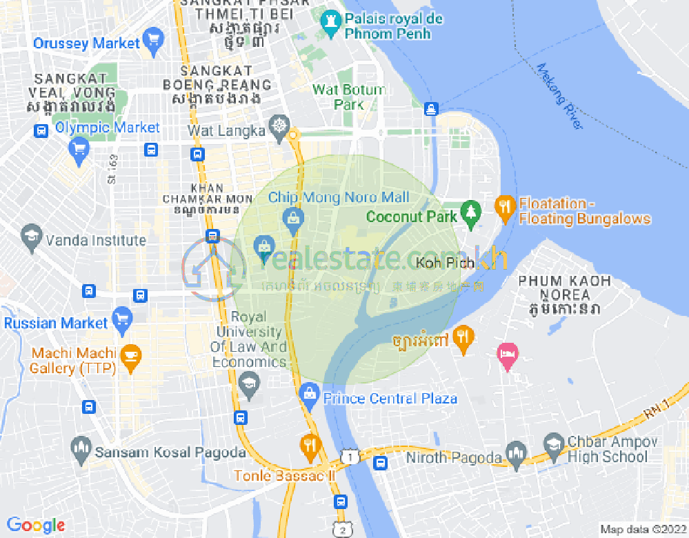 Map of Tonle Bassac, Chamkarmon, Phnom Penh