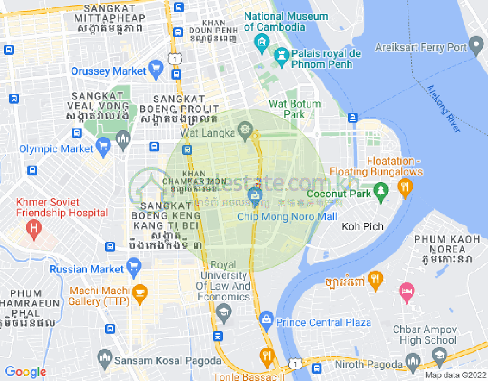 Map of BKK 1, Boeng Keng Kang, Phnom Penh