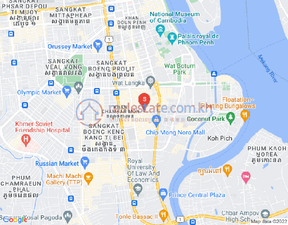 万景岗1分区（BKK1), 波哥堪, 金边地图