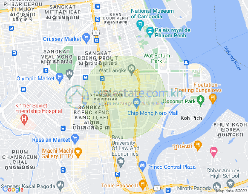 万景岗1分区（BKK1), 波哥堪, 金边地图
