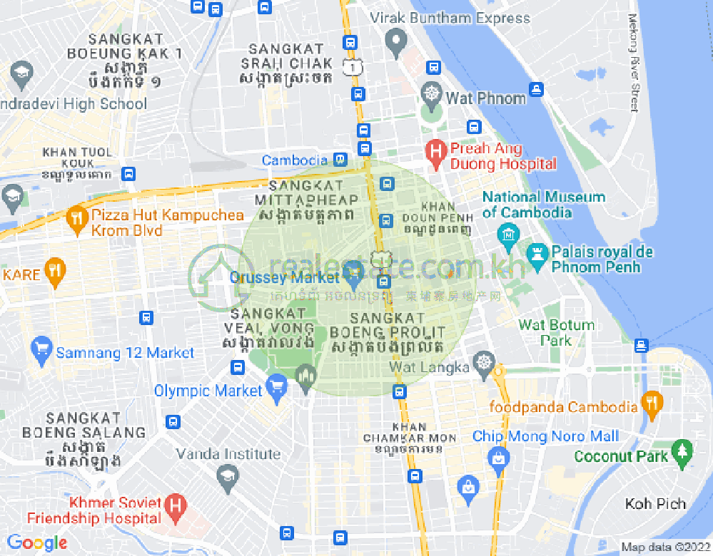 Mapa: Ou Ruessei 1, 7 Makara, Phnom Penh