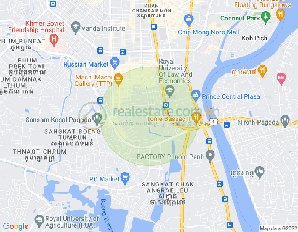 ផែនទី ផ្សារដើមថ្កូវ, ចំការមន, ភ្នំពេញ