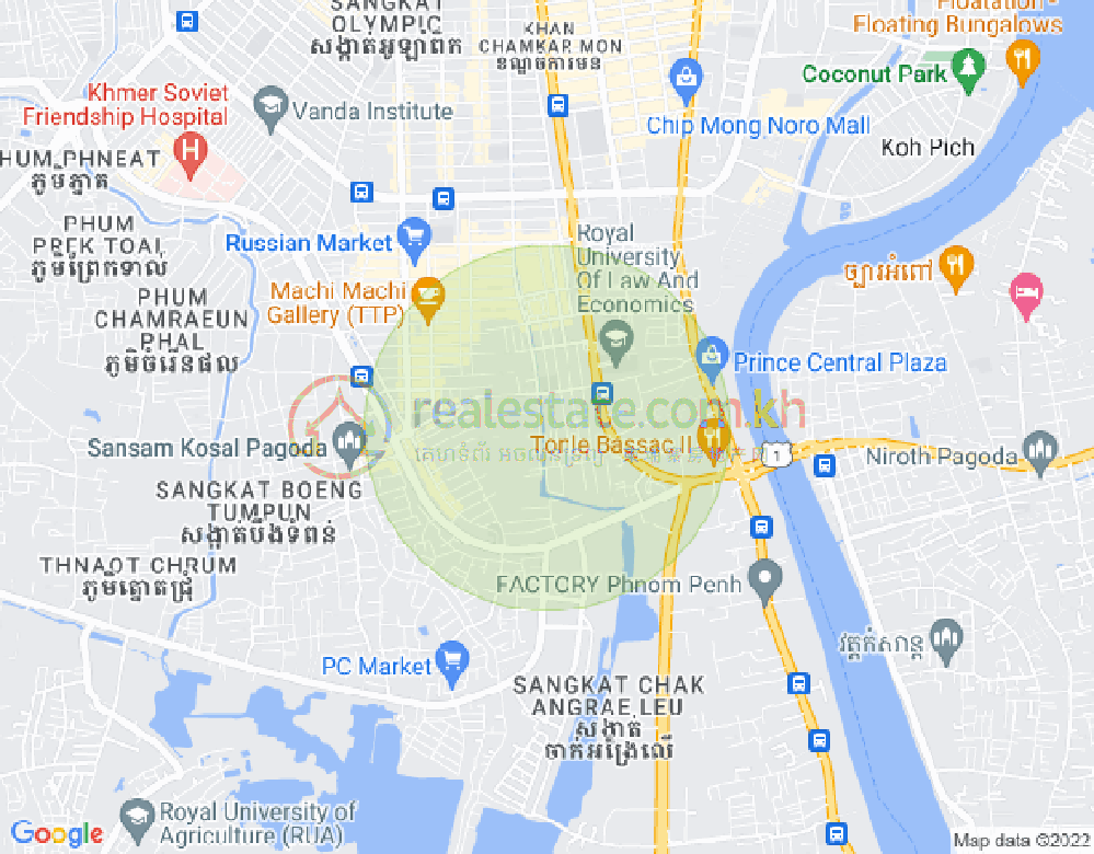 Mapa: Phsar Daeum Thkov, Chamkarmon, Phnom Penh