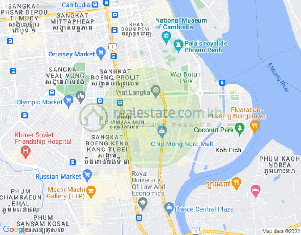 万景岗1分区（BKK1), 波哥堪, 金边地图