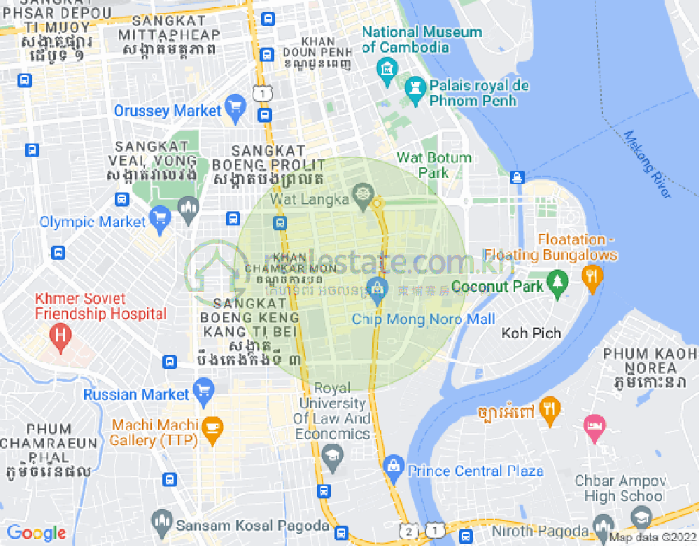 BKK 1, ボンケンコン, プノンペンの地図
