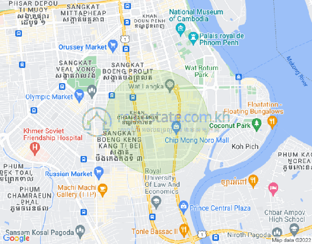 BKK 1, ボンケンコン, プノンペンの地図