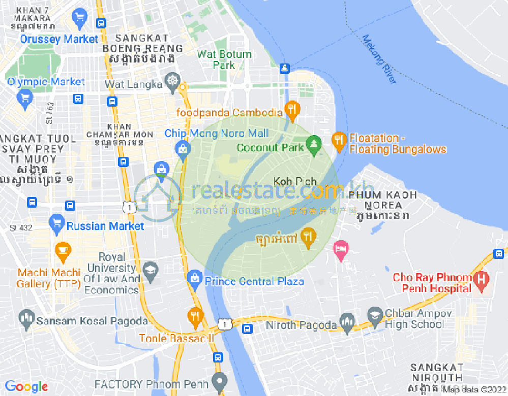 Carte de Tonle Bassac, Chamkarmon, Phnom Penh