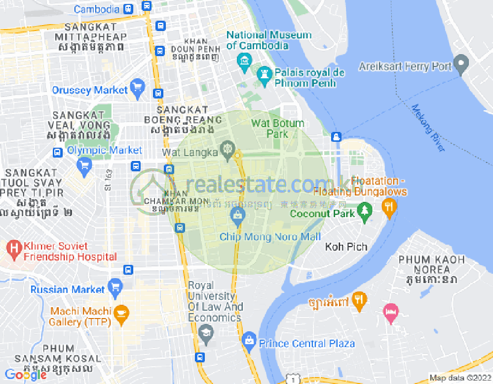 BKK 1, ボンケンコン, プノンペンの地図