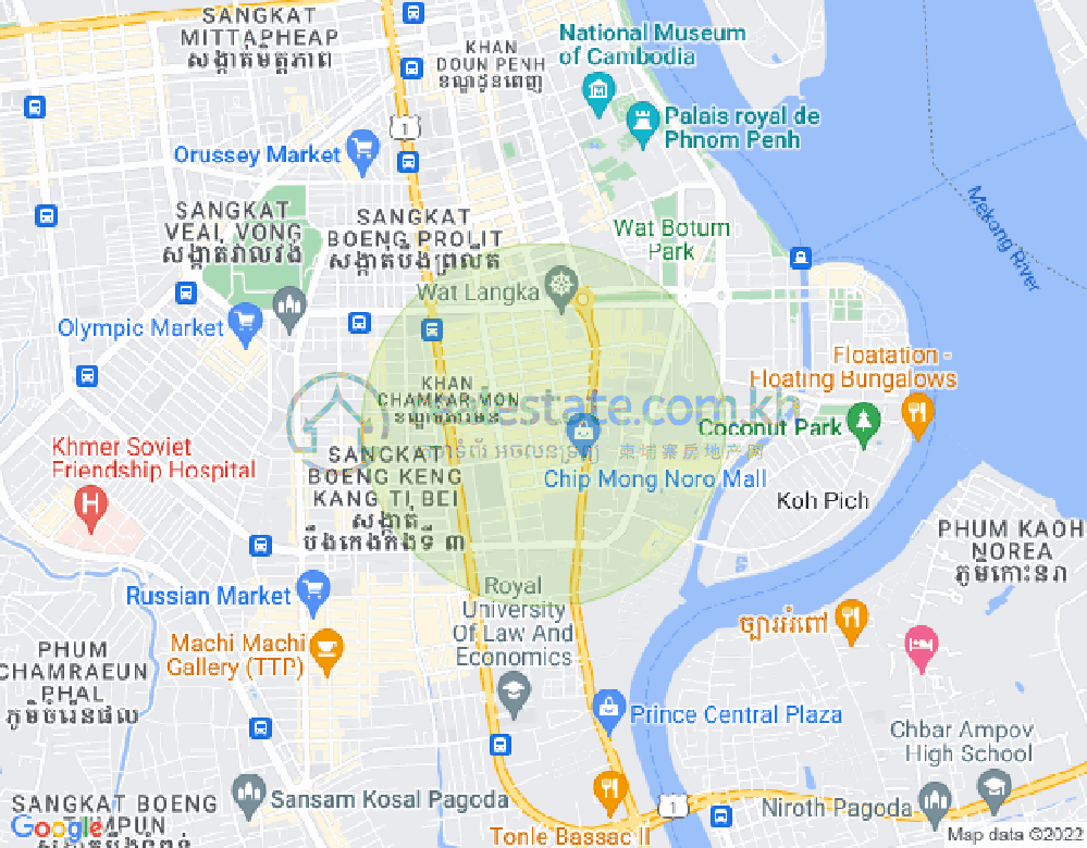 BKK 1, ボンケンコン, プノンペンの地図