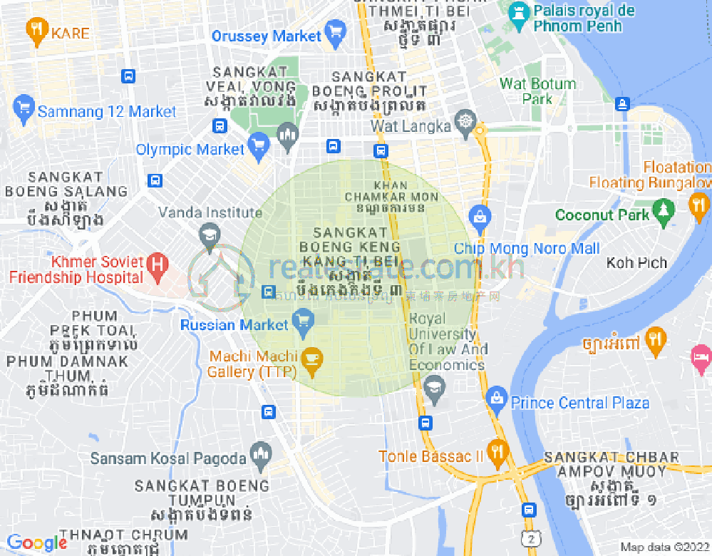 万景岗3分区（BKK3), 波哥堪, 金边地图