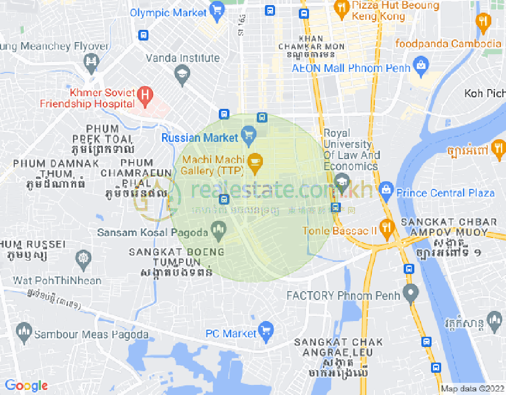 Boeung Tumpun分区, 棉芷区, 金边地图