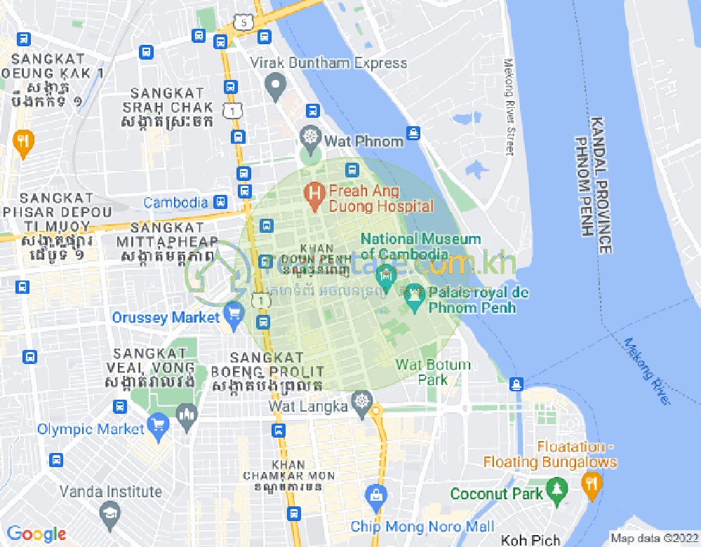 Mapa: Phsar Kandal I, Daun Penh, Phnom Penh
