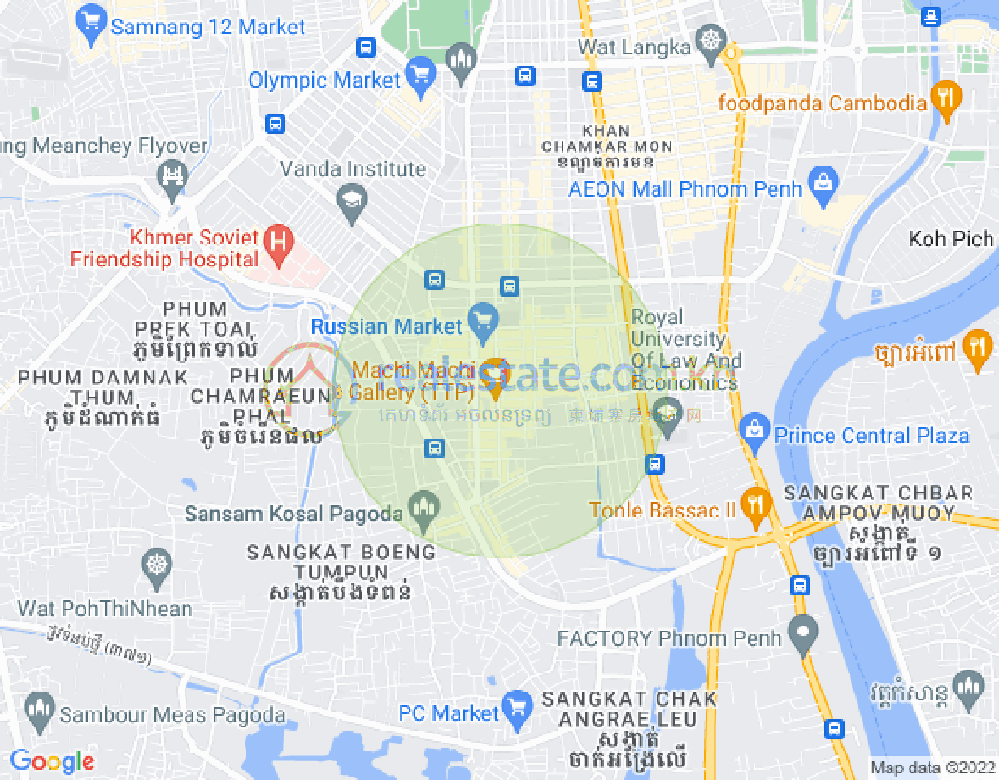 トゥールトンポン1, チャムカモン, プノンペンの地図