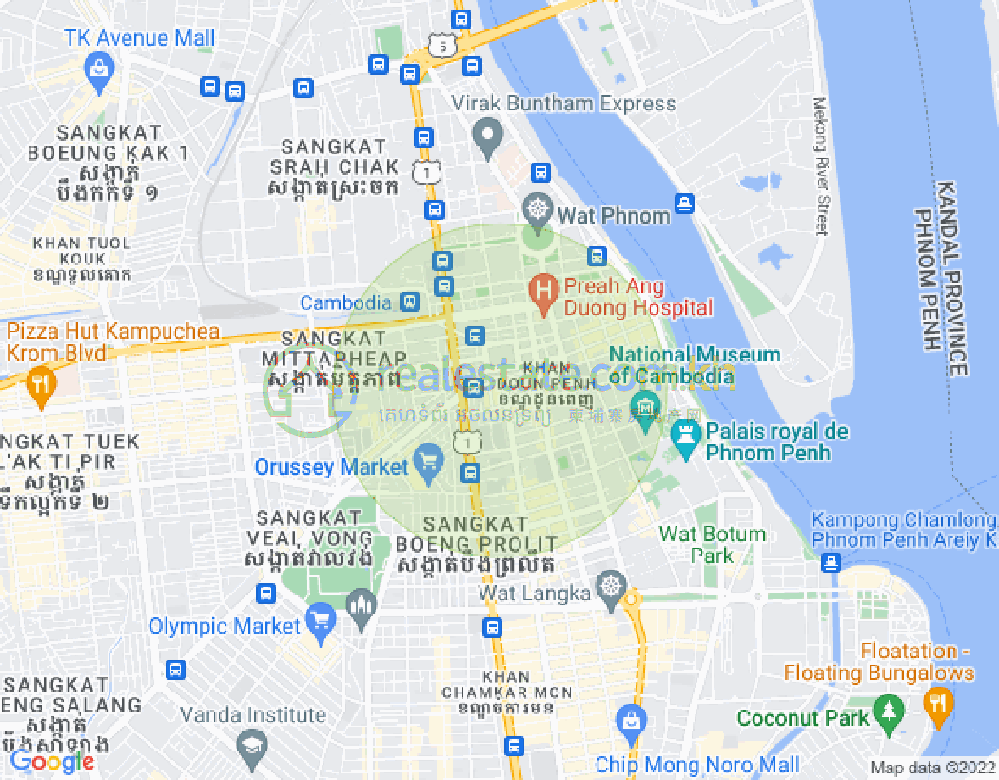 新街市1分区, 隆边区, 金边地图