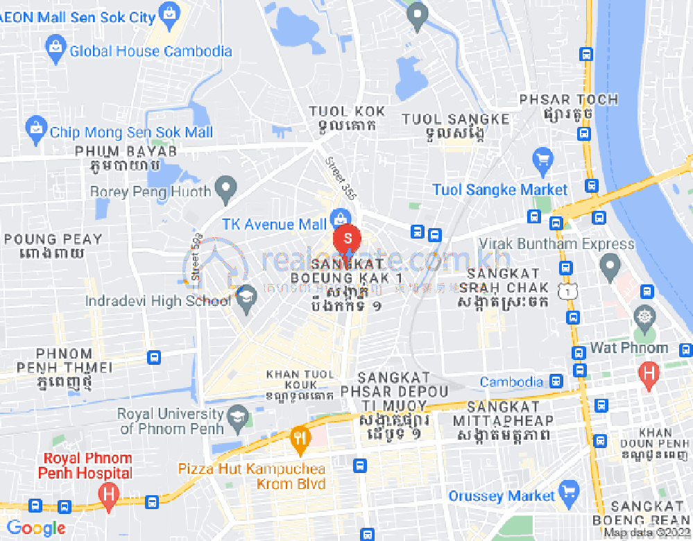 Map of Boeung Kak 1, Toul Kork, Phnom Penh