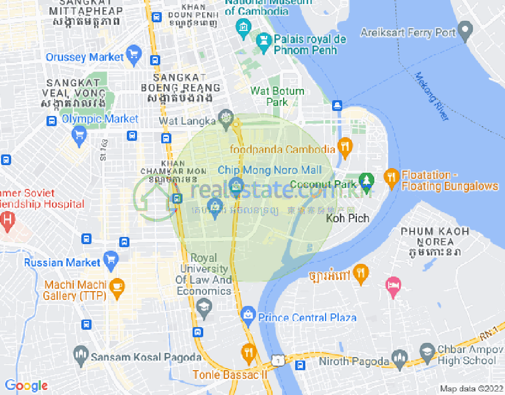 Map of Tonle Bassac, Chamkarmon, Phnom Penh