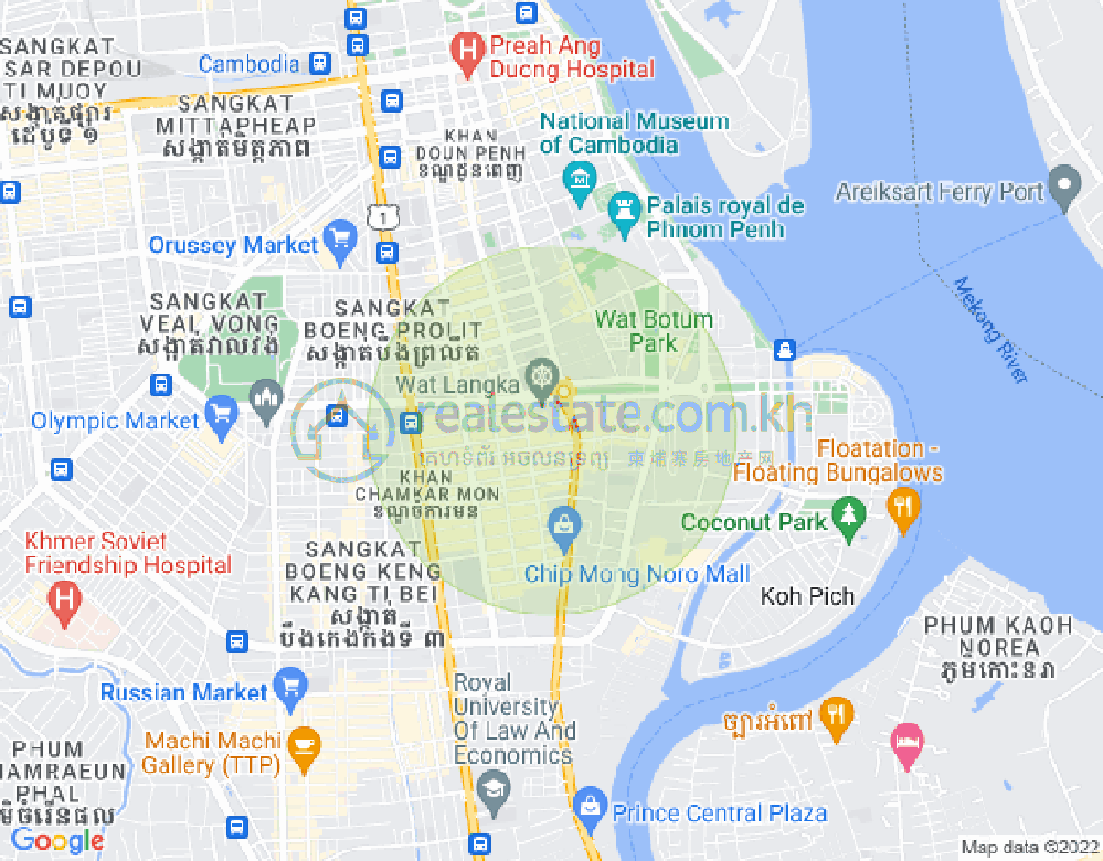万景岗1分区（BKK1), 波哥堪, 金边地图