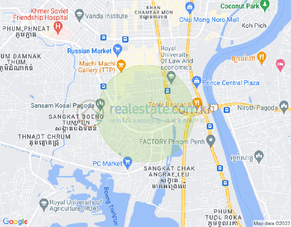 Mapa: Phsar Daeum Thkov, Chamkarmon, Phnom Penh