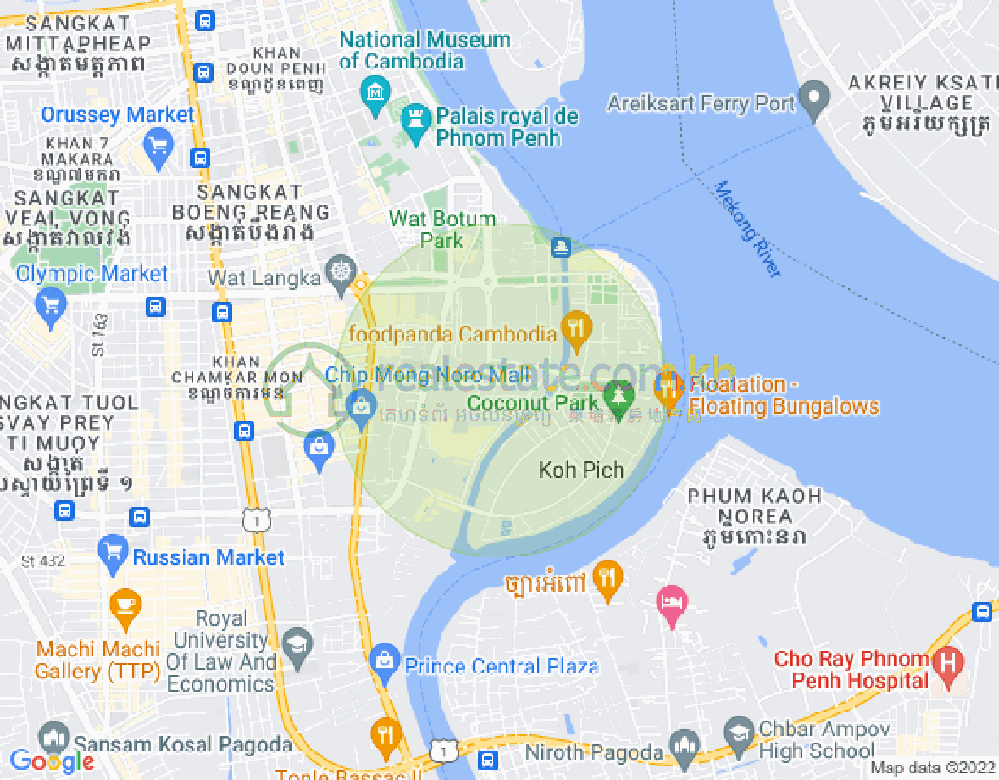 Carte de Chakto Mukh, Daun Penh, Phnom Penh