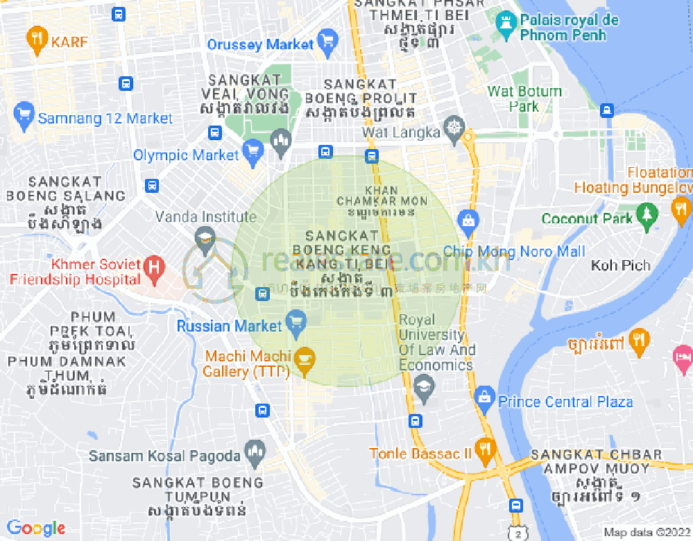 BKK 3, ボンケンコン, プノンペンの地図