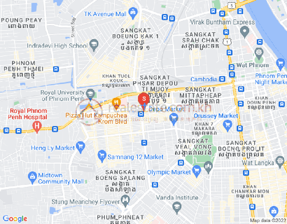 沙立波1分区, 堆谷区, 金边地图