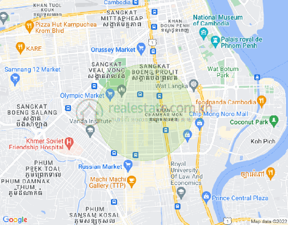 万景岗2分区（BKK2), 波哥堪, 金边地图