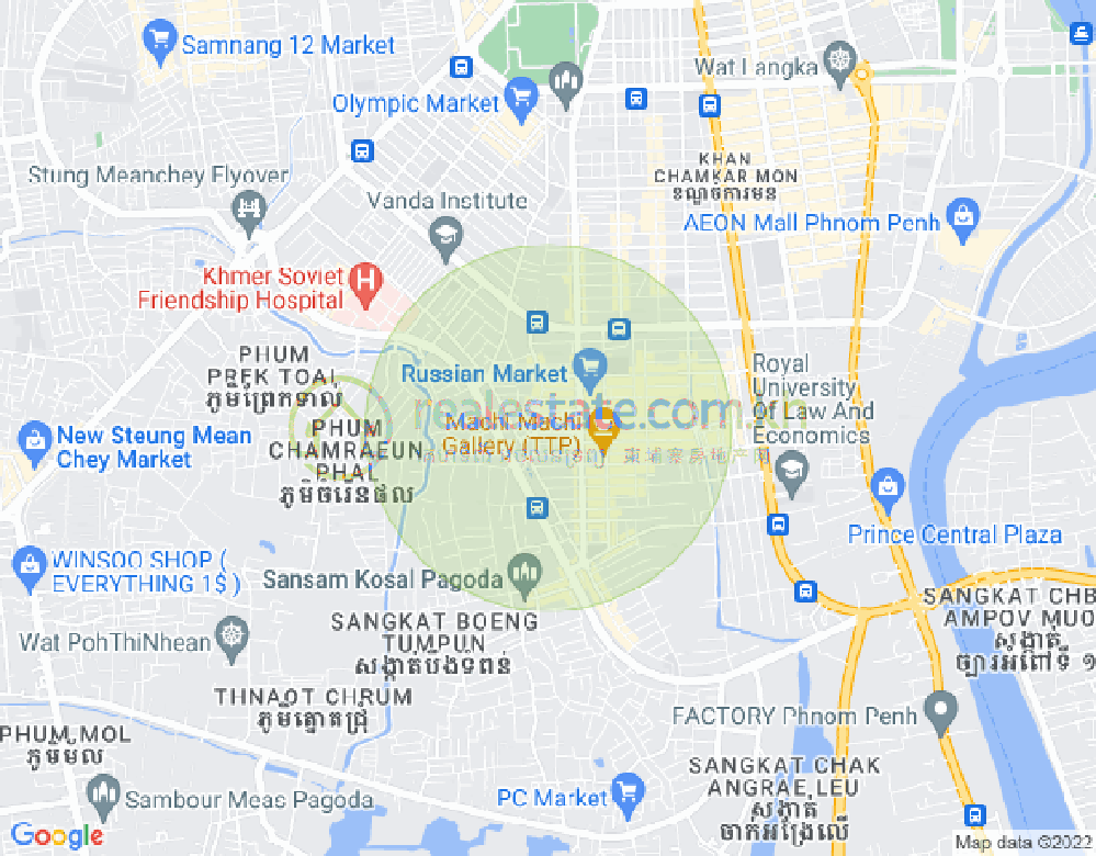 トゥールトンポン1, チャムカモン, プノンペンの地図