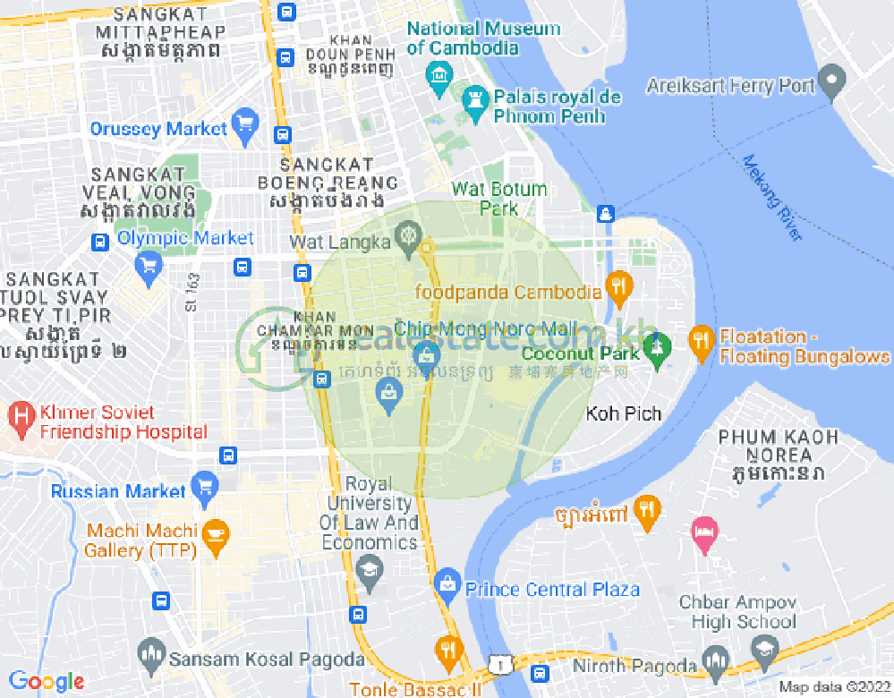 万景岗2分区（BKK2), 波哥堪, 金边地图