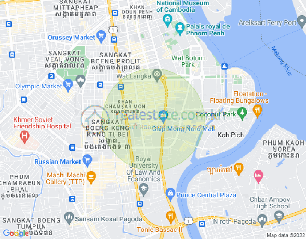 トゥールトンポン1, チャムカモン, プノンペンの地図
